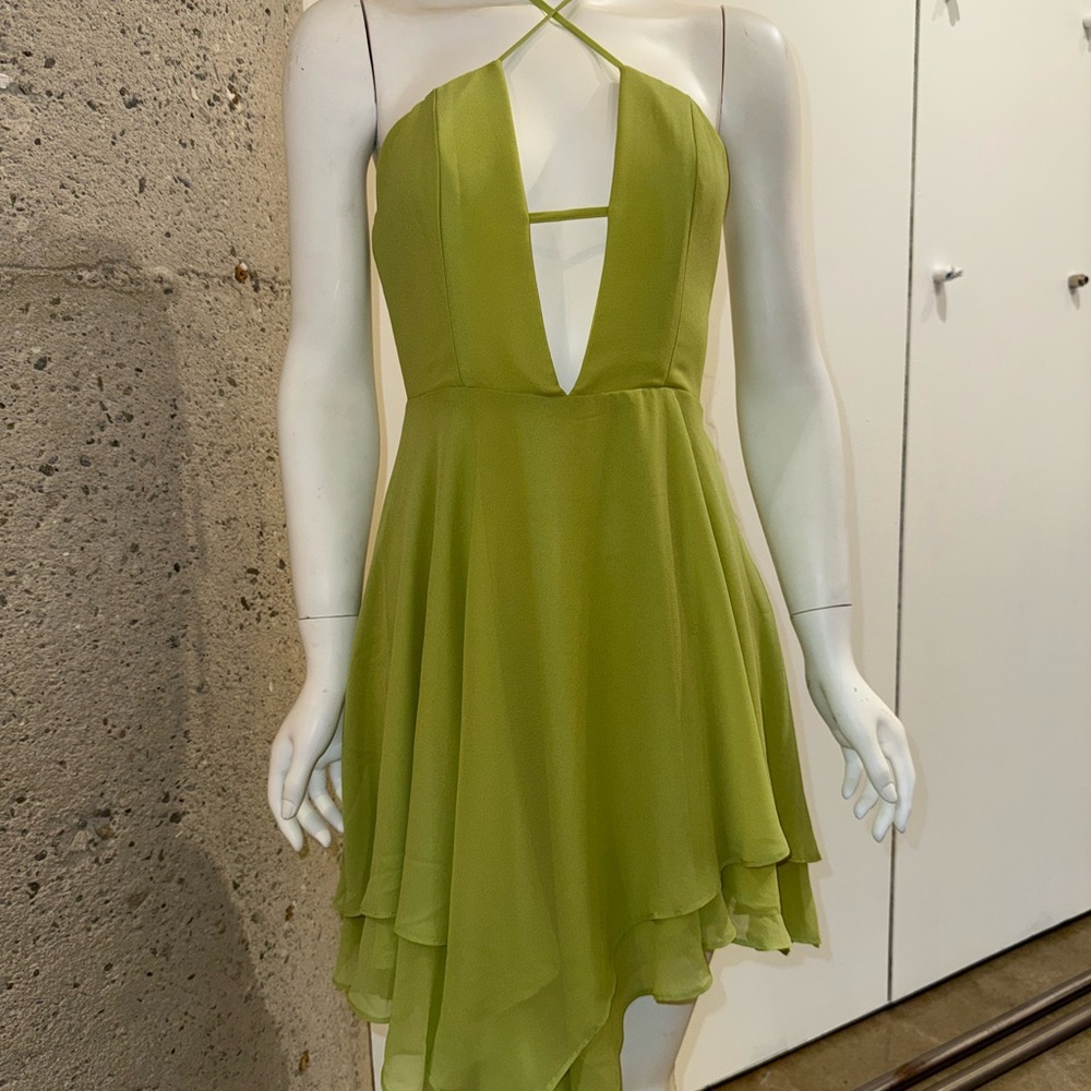 Elegant Green Halter Dress